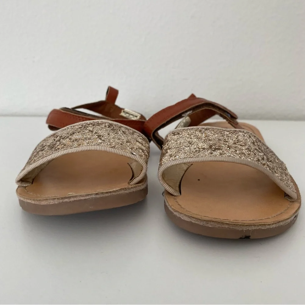 Carters Girls Gold Glitter Blondy-CR Sandals Size 12 Hook And Loop‎ Straps